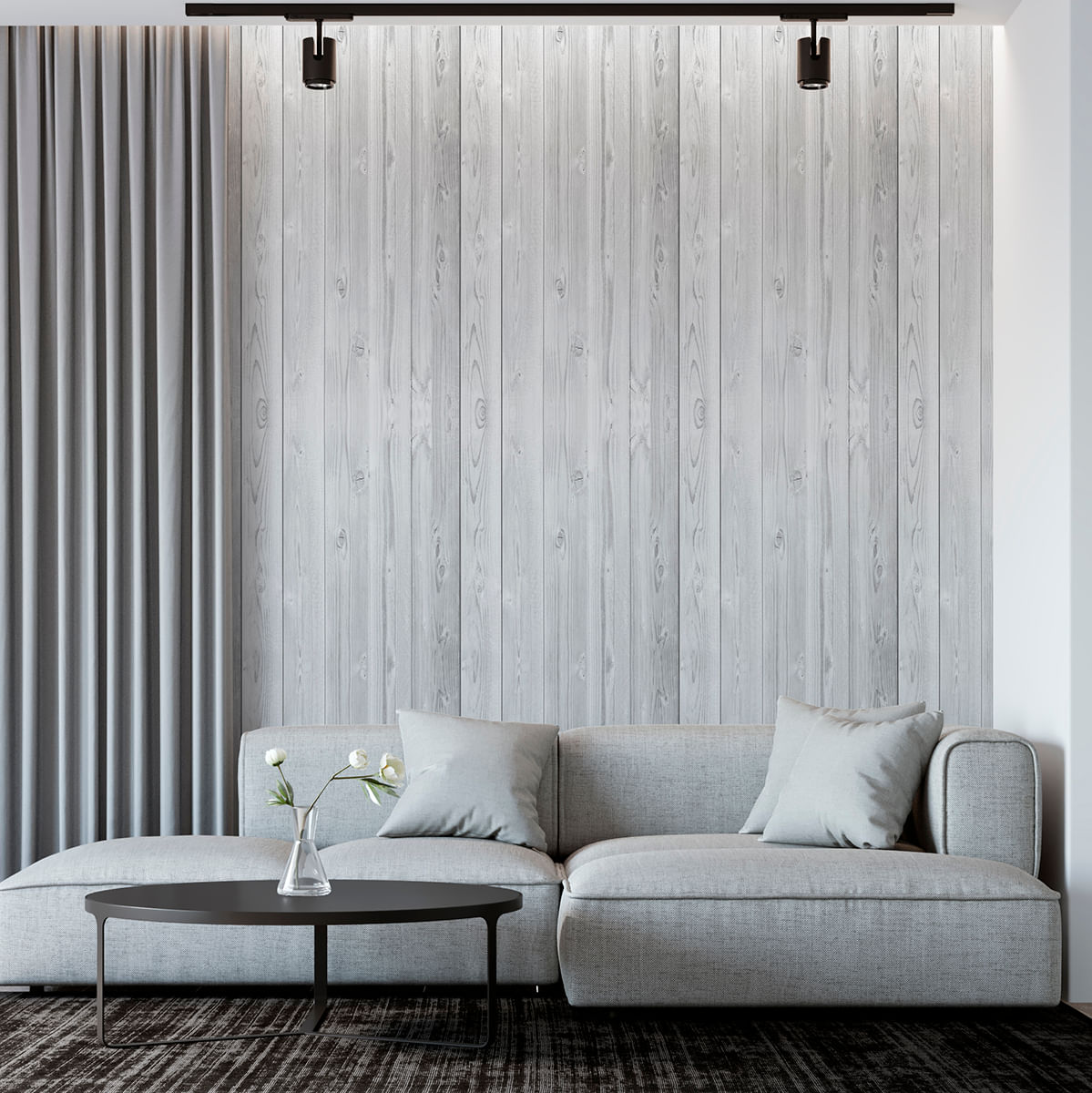 Encontraproduto.com.br - Papel de Parede Adesivo Madeira Cinza - Medidas: 48 x 300 cm