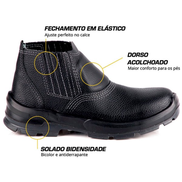 Encontraproduto.com.br - Botina de Elástico Fujiwara com Bico de PVC Flex 4065HESS4600FX