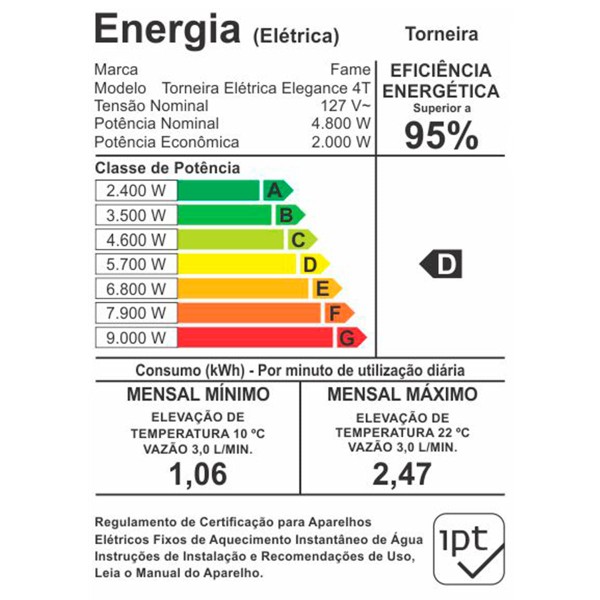 Encontraproduto.com.br - Torneira Elétrica Fame Elegance 4 Temperaturas de Parede