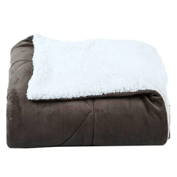 Encontraproduto.com.br - Edredom Plush Sherpa Solteiro Marrom Liso - Hedrons