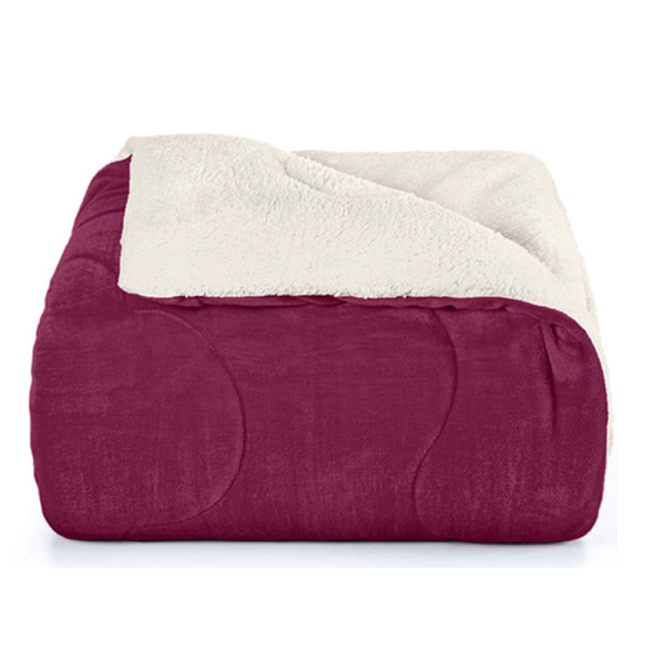 Encontraproduto.com.br - Edredom Plush Sherpa Solteiro Rosa Amaranth Liso - Hedrons