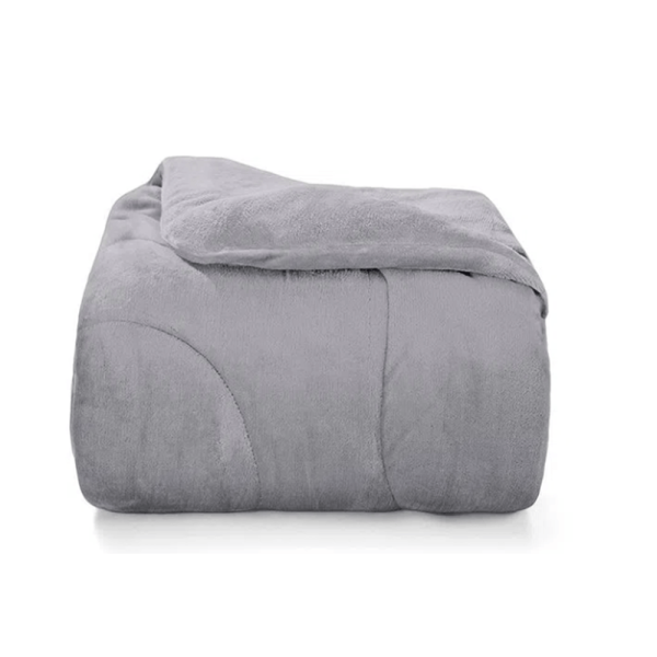 Encontraproduto.com.br - Edredom Plush Inove Solteiro Cinza Liso - Hedrons