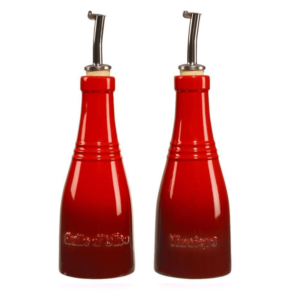 Encontraproduto.com.br - Conjunto Galheteiro Azeite E Vinagre Vermelha 2 Peças - Le Creuset