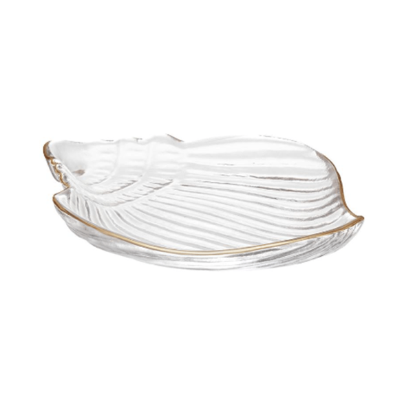 Encontraproduto.com.br - Petisqueira De Vidro Concha Com Borda Dourada 12Cm - Hauskraft