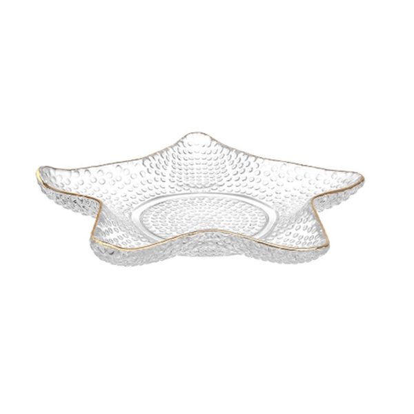 Encontraproduto.com.br - Petisqueira De Vidro Estrela Com Borda Dourada 13Cm - Hauskraft