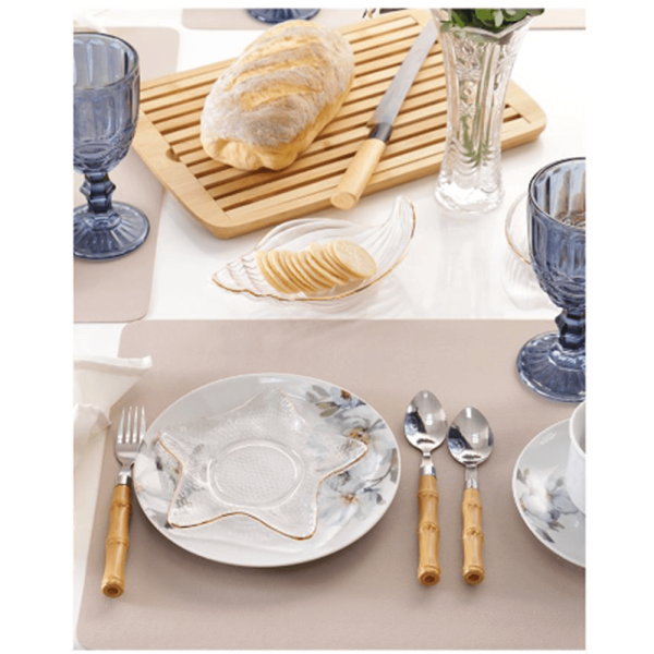Encontraproduto.com.br - Petisqueira De Vidro Estrela Com Borda Dourada 13Cm - Hauskraft