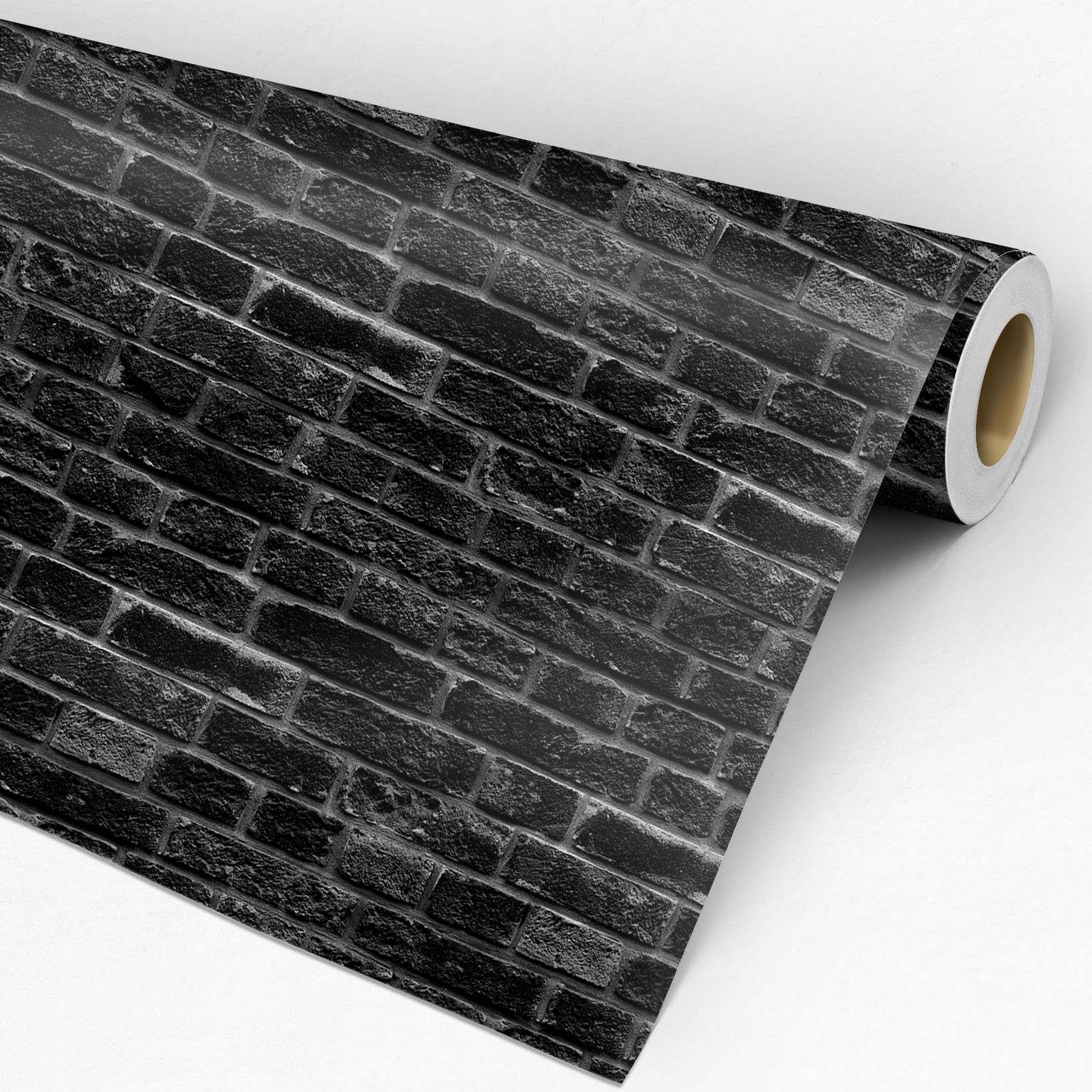 Encontraproduto.com.br - Papel de Parede Adesivo Tijolinho a Vista Preto - Medidas: 48 x 300 cm