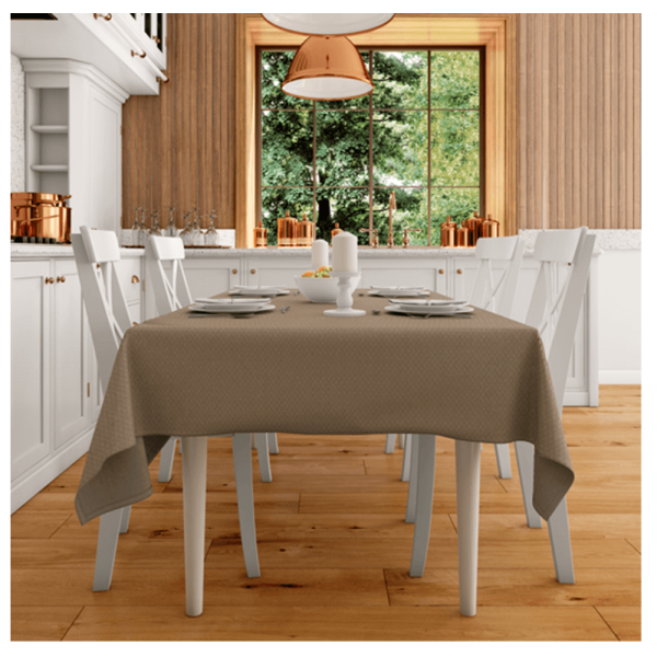 Encontraproduto.com.br - Toalha De Mesa Reggina Quadrada Bege 140X140cm - Argivai