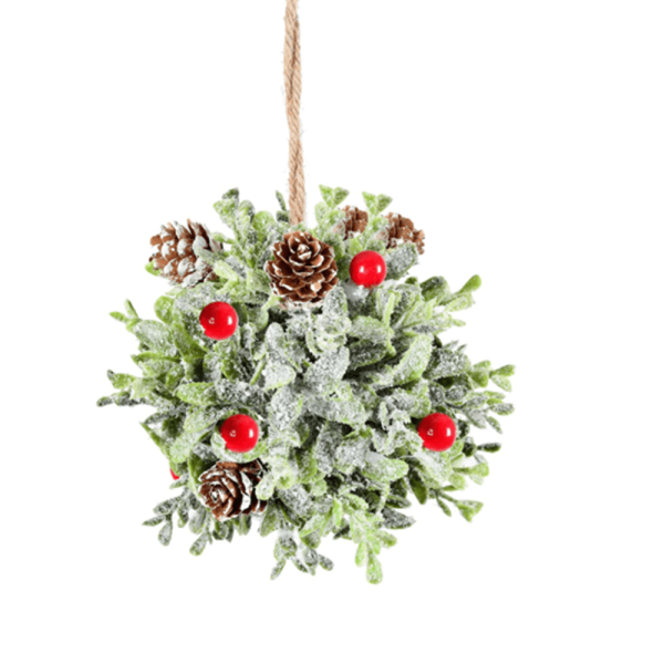 Enfeite Bola Natalina Folhas E Berries 13Cm - Grillo