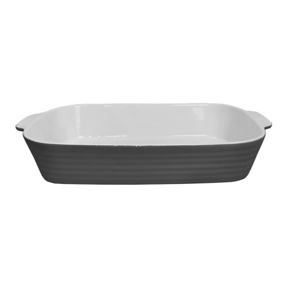 Assadeira Retangular Em Cerâmica Cinza 40X23x7,5Cm - Dolce Home