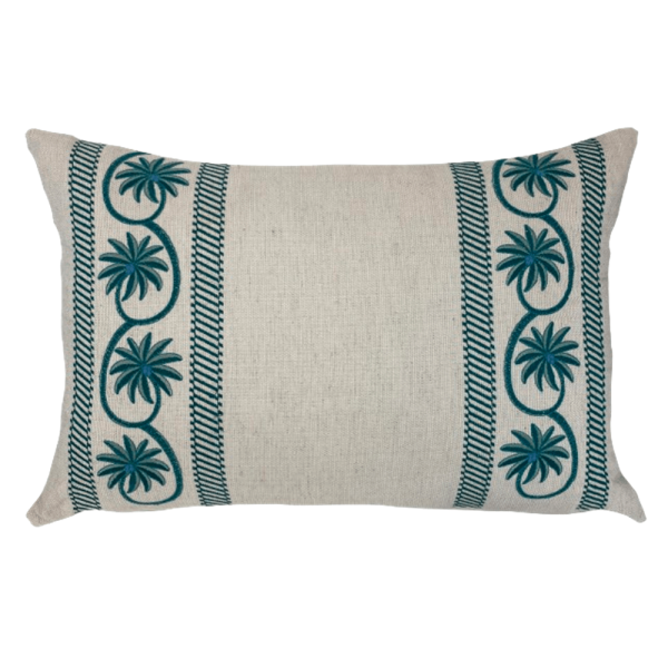 Almofada De Linho Cru Com Bordado Fino Tifany 35X58cm - Decortextil