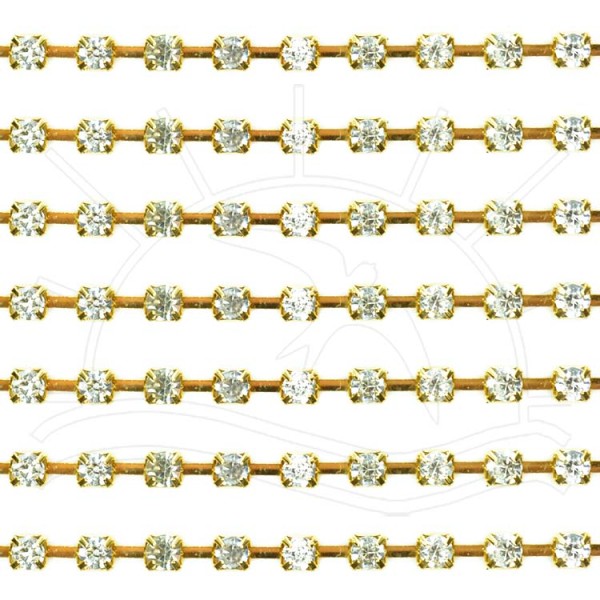 Encontraproduto.com.br - Corrente de Strass Cristal Ouro Nº 12 - 10 Metros