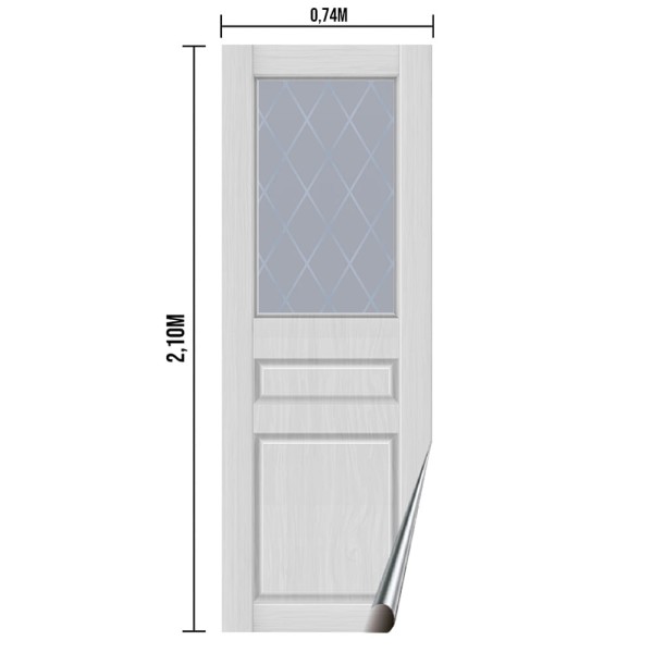 Encontraproduto.com.br - Adesivo para Porta de Madeira com Estampa Filete de Visor 210 x 74 cm - Cor: Cinza