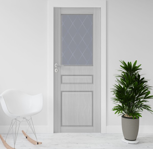 Encontraproduto.com.br - Adesivo para Porta de Madeira com Estampa Filete de Visor 210 x 74 cm - Cor: Cinza