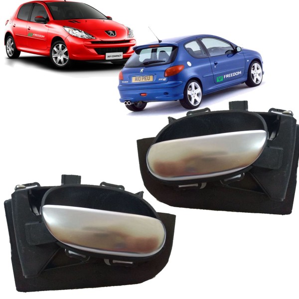 Maçaneta da porta peugeot.206 207 sw dianteira/traseira lado esquerdo e lado direito prata 1998 a 2014 - par