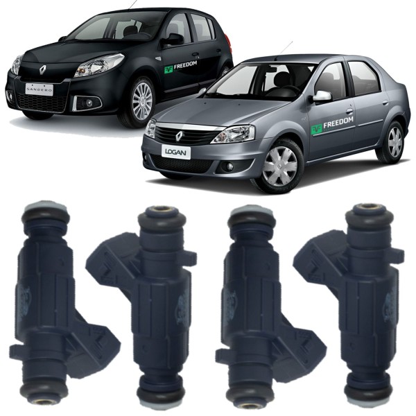 Bico injetor renault clio logan sandero 1.0 16v d4d hi-flex 2006 á 2014 kit c/4 unidades