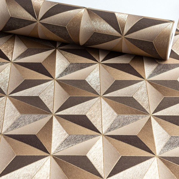 Encontraproduto.com.br - Papel de Parede Decoratto Marrom 3D Geométrico - Medidas: 10 metros x 53 cm