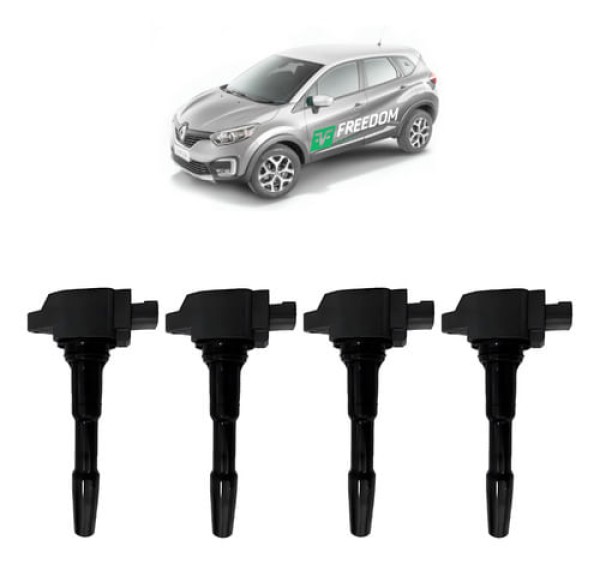 BOBINA DE IGNIÇÃO RENAULT CAPTUR DUSTER G1 G2 LOGAN OROCH SANDERO 1.6 2017 A 2020 KIT 4