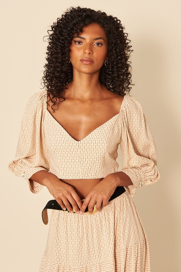 Encontraproduto.com.br - CROPPED VISCOSE RAJADA -CAPUCCINO C/ RISCA PRETO