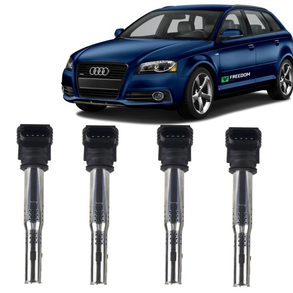 Bobina de ignição vw jetta passat golf tiguan audi a3 a4 a5 a6 1.8 2.5 2006 á 2018 kit c/4 unidades