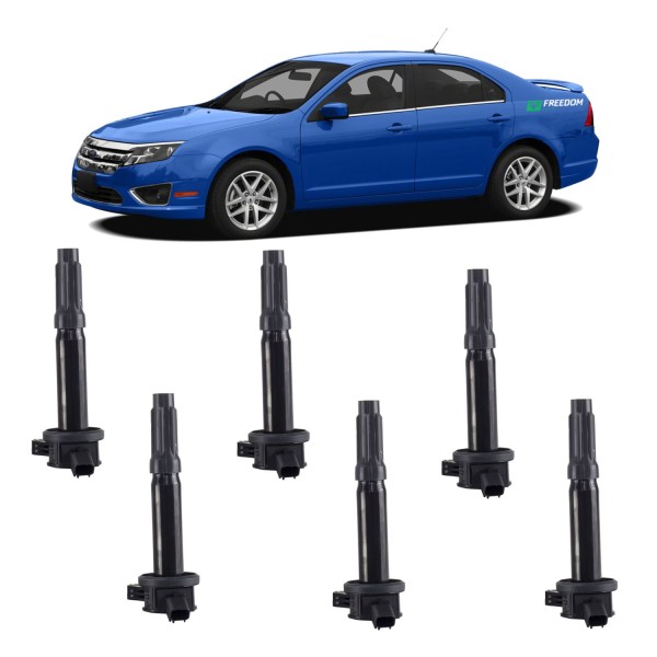 Encontraproduto.com.br - Bobina de ignição ford fusion 3.0 v6 2009 á 2012 2 pinos - kit c/ 6