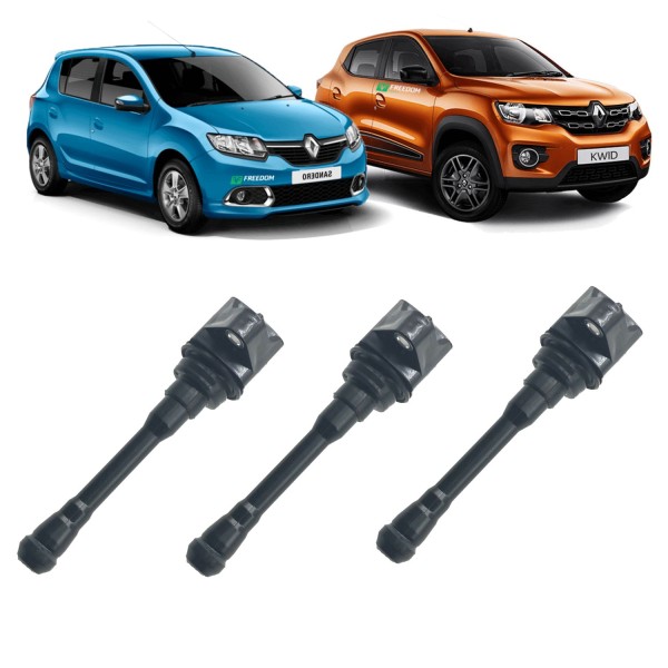 Bobina de ignição renault kwid logan sandero 1.0 12v 3cc 2016 á 2022 kit c/3