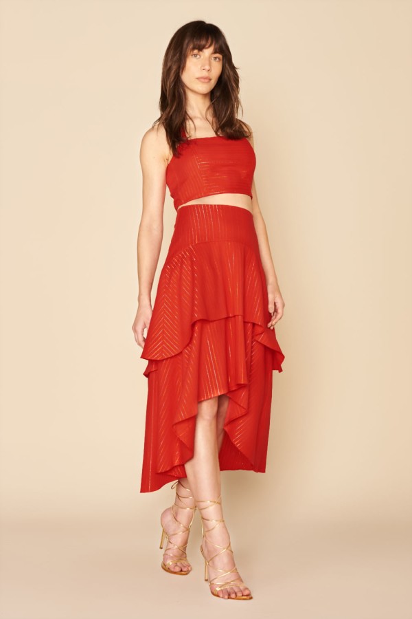 Encontraproduto.com.br - SAIA MIDI BABADOS MULLET -
VERMELHO