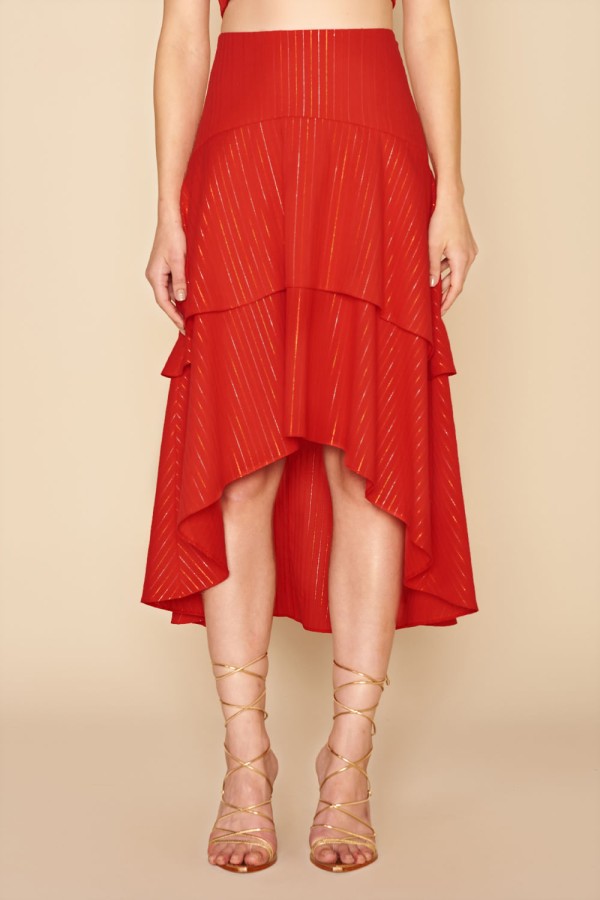 Encontraproduto.com.br - SAIA MIDI BABADOS MULLET -
VERMELHO