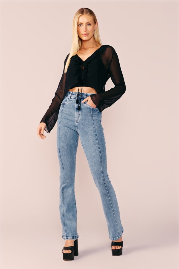 Encontraproduto.com.br - CALÇA JEANS FLARE -JEANS CLARO