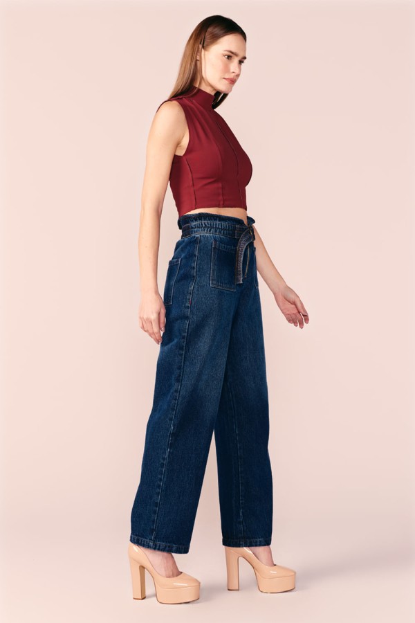 CALÇA JEANS BOLSO FRENTE -JEANS ESCURO