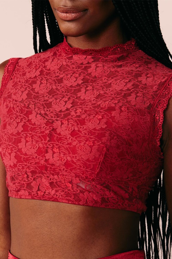 Encontraproduto.com.br - CROPPED RENDA GOLINHA -MARSALA