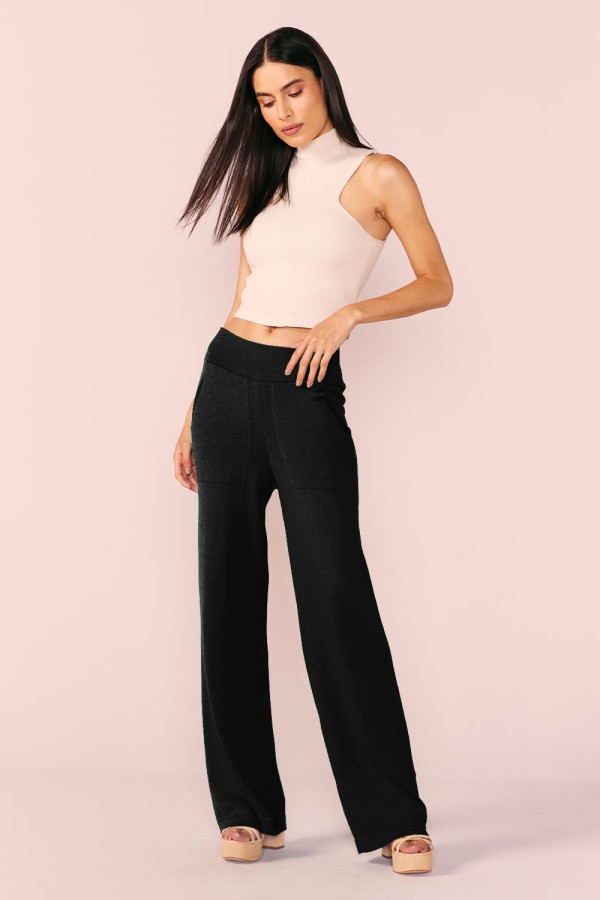 Encontraproduto.com.br - CALÇA RETA TRICOT -PRETO
