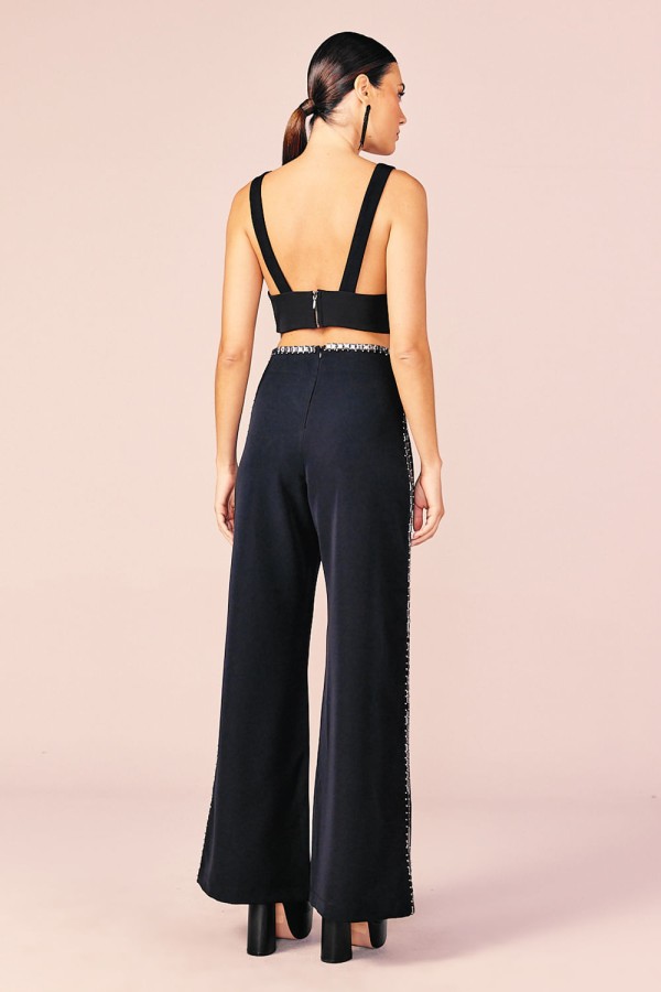 Encontraproduto.com.br - CALÇA RETA BORDADA - PRETO