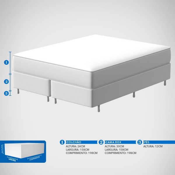 Conjunto Box Queen Mola Ensacada Probel Santiago (158x198x50cm)