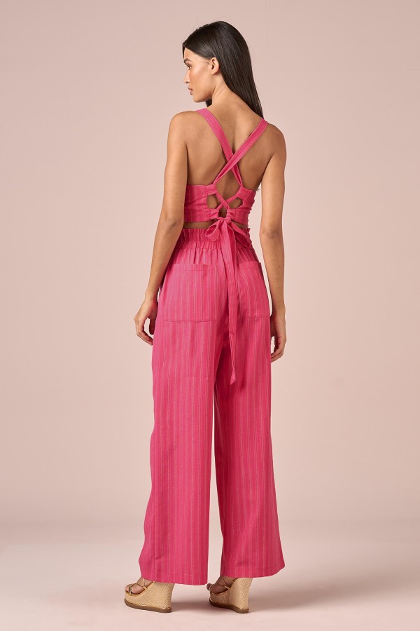 Encontraproduto.com.br - CROPPED LINHO AMARRACAO -CARMIM