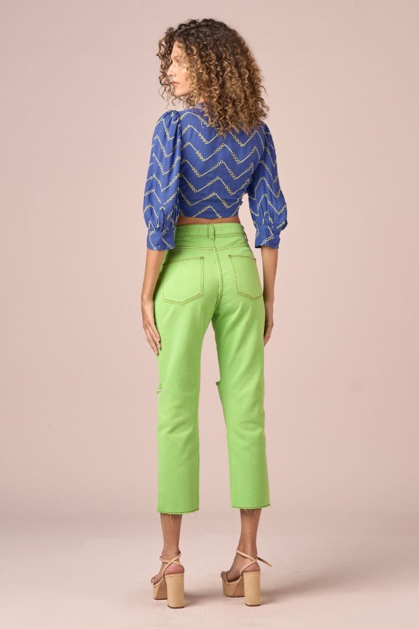 Encontraproduto.com.br - BLUSA DE AMARRAR LAISE ZIG ZAG - ANIL